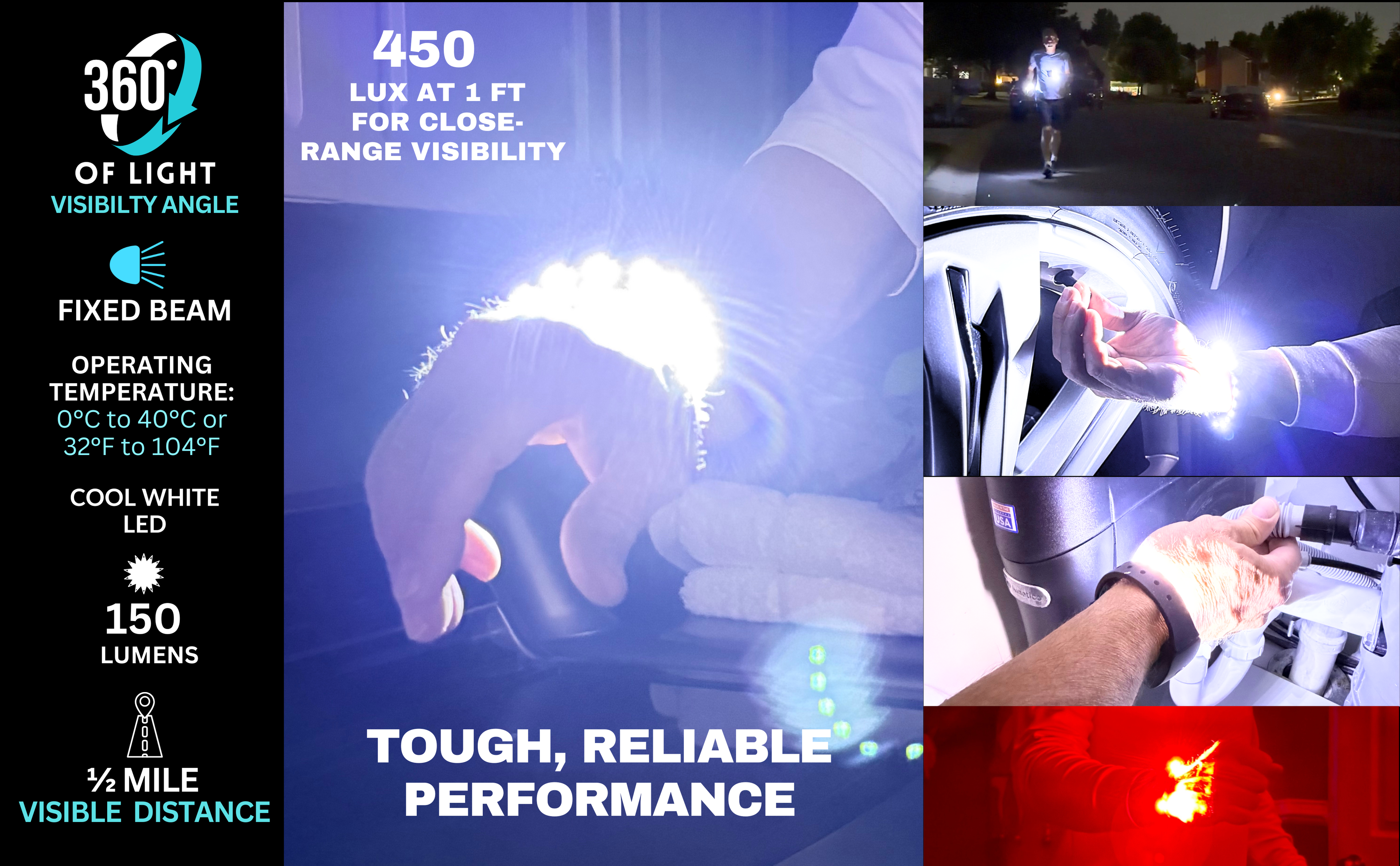Wearable, Durable, and Ready to Light the Way in Any Situation. Wrist-worn hands-free flashlight