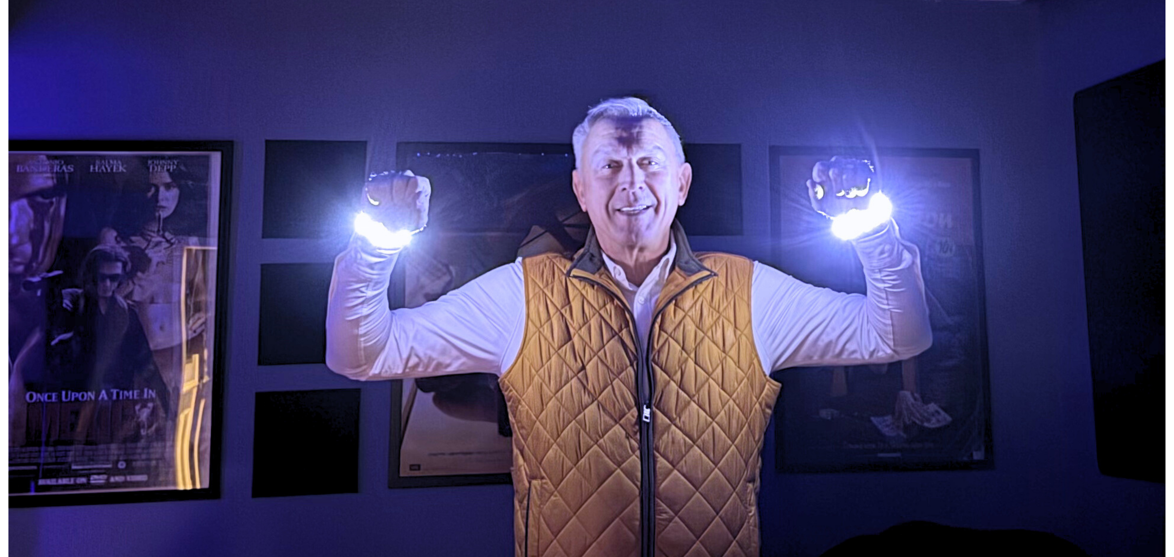 Wristbeams wrist-worn hands-free flashlight with 360 degree of light total freedom WEAR THE LIGHT OWN THE NIGHT! Super bright LED flashlight, wearable flashlight, lightweight and comfortable to wear for walking the dog at night, running, walking, hiking, camping, fishing, auto mechanics, DIYS flashlight, plumbing, electricians and emergency sitautions.