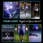 Wearable night running light - Wrist Flashlight for runners running at night, hiking and walking - hands free wrist flashlight