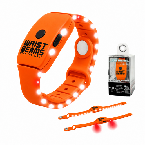 Wristbeams® Limited Edition Halloween Orange (October Only)- Wrist-Worn Hands-Free Flashlight with Red Light🎃👻🦇